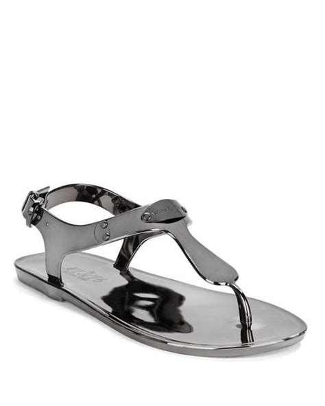 michael kors silver thong sandals|Michael Kors thong sandals sale.